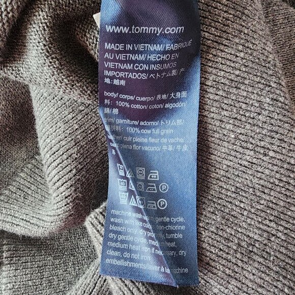 Tommy Hilfiger Mens Large Sweater 1/4 Zip Gray Long Sleeve Stand Up Neck Cotton - Picture 6 of 6